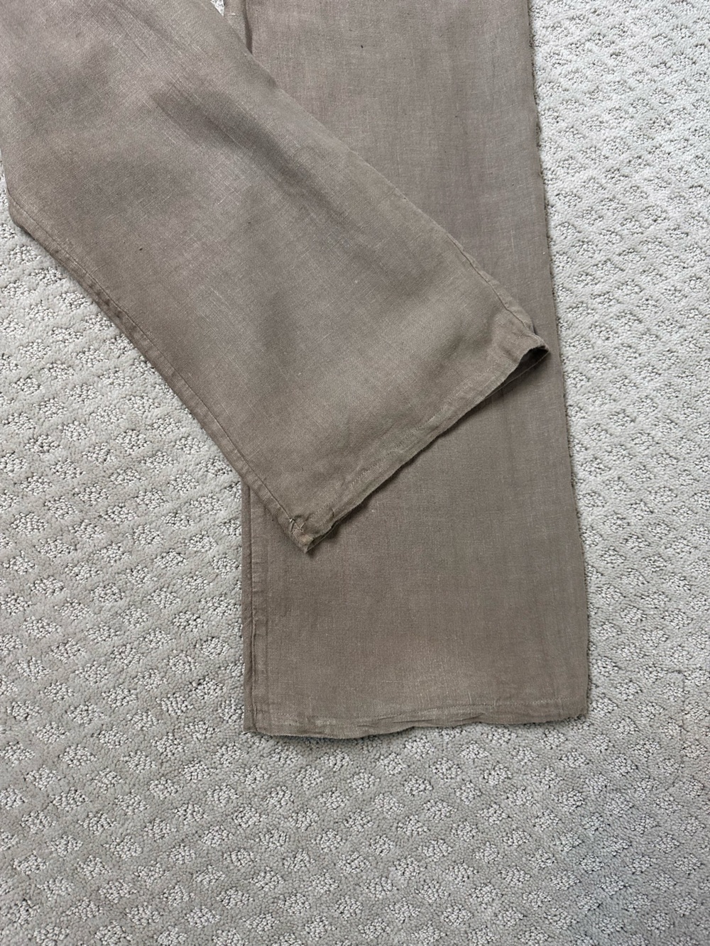 Sz S Zinka Italy linen wide leg pants taupe brown tan pockets drawstring - Picture 7 of 9